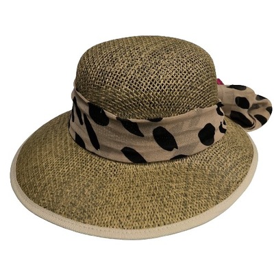 letni zielony damski kapelusz kokardą panterka słomiany przewiewny sło 56cm