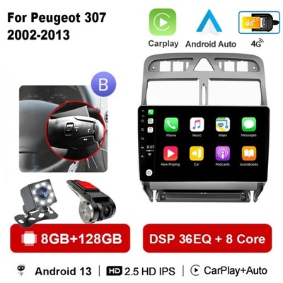 FOR PEUGEOT 307 SW 307CC 307SW 2002-2013 RADIO AUTOMOTIVE GPS CARPLAY ANDROID AUTO  