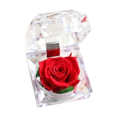 Pudełko na pierścionek z wieczną różą w kolorze czerwonym