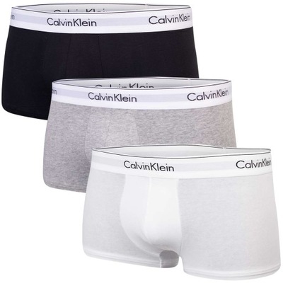 CALVIN KLEIN BOKSERKI MĘSKIE MAJTKI TRUNK 3PK CZARNE/SZARE/BIAŁE r.L