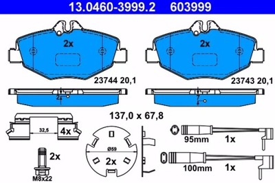 КОЛОДКИ ТОРМОЗНЫЕ КОМПЛЕКТ 13.0460-3999.2 ATE