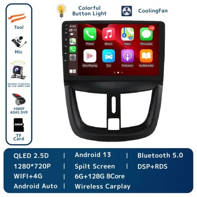 NAVEGACIÓN GPS PARA PEUGEOT 207 2006-2015 RADIO DE AUTOMÓVIL BEZPRZEWODOWE CARPLAY DSP RDS  