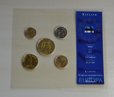 Estonia - zestaw nominałów - 5 monet - zestaw w blistrze
