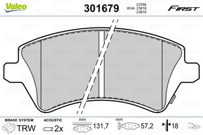 VALEO 301679 VALEO КОЛОДКИ HAM. FIRST