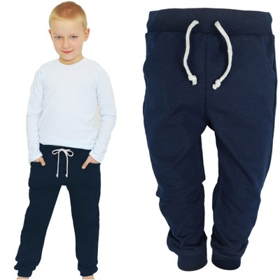 Granatowe spodnie dresowe wiązane dziecięce r.86