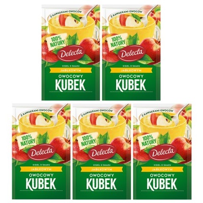 Kisiel Instant Owocowy Kubek jabłkowy Delecta 5x30g z kawałkami owoców