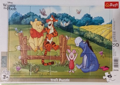 Puzzle TREFL RAMKA płaskie Disney KUBUŚ PUCHATEK i PRZYJACIELE 15 elementów