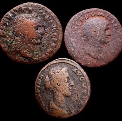 NumisMATI WS485 Zestaw 3 asów rzymskich, Trajan, Domicjan, Faustyna