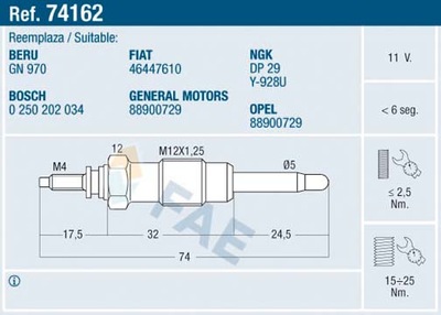 FAE 74162 ŻWIECA НАКАЛА