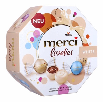 Praliny Czekoladki na Dzień Babi Dziadka MERCI Lovelies White 185g PREZENT