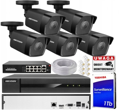 Zestaw Monitoringu 4MPx 2K Hikvision 8xPoE 5 Kamer