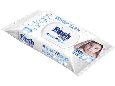 Chusteczki nawilżane wodą Aqua Wipes 60 sztuk