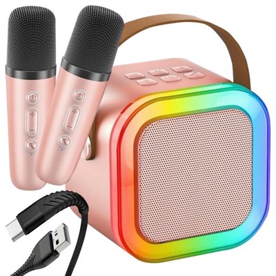 BEZPRZEWODOWY ZESTAW DO KARAOKE DLA DZIECI 2 MIKROFONY GŁOŚNIK 2X MIKROFON