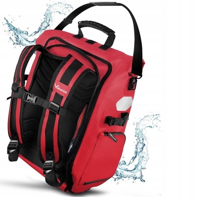 TORBA ROWEROWA 3w1 SAKWA PLECAK WODOODPORNA PASEK 23L VALKENTAL CZERWONA