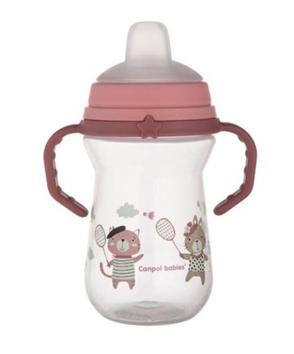 CANPOL BABIES FIRSTCUP KUBEK SILIKONOWY USTNIK 250ML BONJOUR PARIS RÓŻ