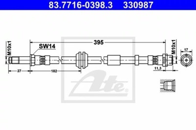 ATE 83.7716-0398.3 ПАТРУБОК ТОРМОЗНОЙ ГИБКИЙ