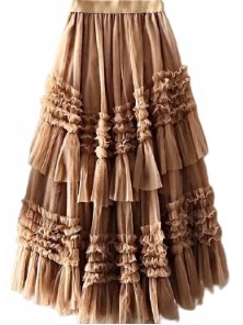 MD długa spódnica tiulowa maxi skirt | CAMEL