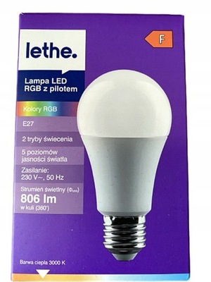 LETHE LAMPA LED RGB Z PILOTEM ŻARÓWKA