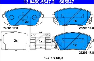 ZAPATAS FRENOS PARTE DELANTERA KIA SOUL II 1.6 2.0 2014-  