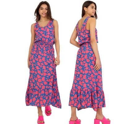 Sukienka letnia długa r. XL różowo-niebieska