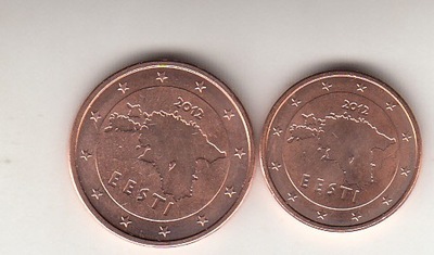 Estonia 2012 - 1 plus 2 cent .