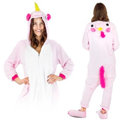 CIEPŁA PIŻAMA KIGURUMI ONESIE RÓŻOWY PEGAZ DRES ZAMEK KOMBINEZON KOSTIUM XL