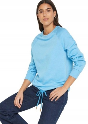 BLUZA Z BAWEŁNĄ NIEBIESKA ZE ŚCIĄGACZEM W PASIE PLUS SIZE 54 B.p.c
