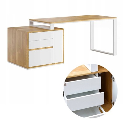 Biurko loft nowoczesne z szufladami dębowy blat