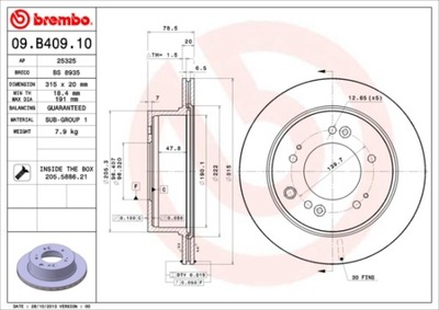 ДИСКИ ТОРМОЗНЫЕ ТОРМОЗНЫЕ ЗАД BREMBO 09.B409.10 09B40910