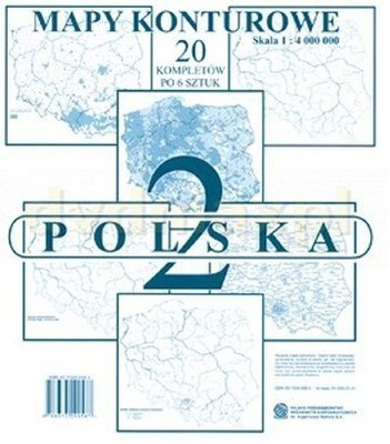 POLSKA MAPY KONTUROWE ZESTAW 2 BLOCZEK 20 KOMPLETÓW PO 6 MAP GEOGRAFIA