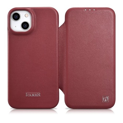iCarer CE Premium Leather Folio Case skórzane etui iPhone 14 z klapką magne