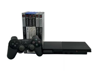 KONSOLA SONY PLAYSTATION 2 PS 2 + PAD + 7 GIER + MEMORY CARD