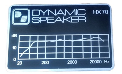 DYNAMIC SPEAKER HX 70 TABLICZKA EMBLEMAT ALUMINIOWY