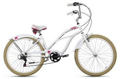 Damski Rower Miejski Beach Cruiser 26 Dziewczęcy Błotniki V-brake Damka