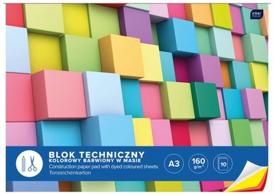 BLOK TECHNICZNY kolorowy A3 10k 160g Interdruk