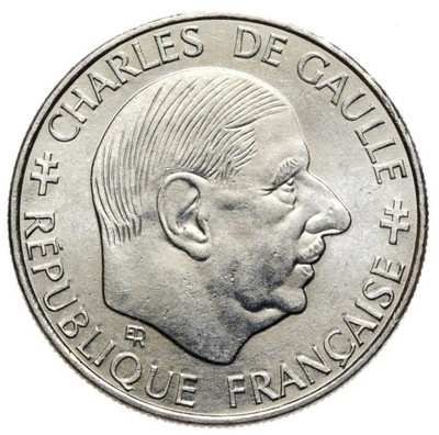 Francja - moneta - 1 Frank 1988 - De Gaulle - Stan MENNICZY - UNC
