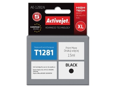 Tusz Activejet AE-1281N (zamiennik Epson T1281 Supreme 15 ml czarny)