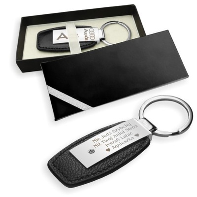 KEYRING METAL LEATHER AUDI A3 A8 Q7 OTHER ENGRAVER [JG1]  