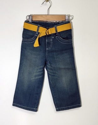 bawełniane SPODNIE jeansowe z paskiem Marks & Spencer J.NOWE* r.86/92