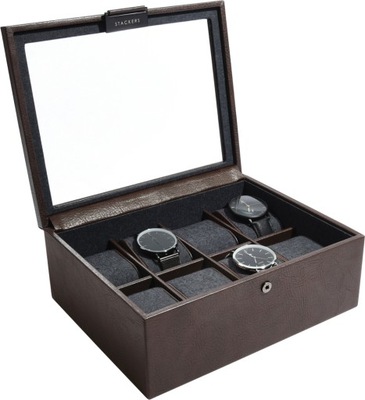 Pudełko na zegarki Stackers ośmiokomorowe brązowe
