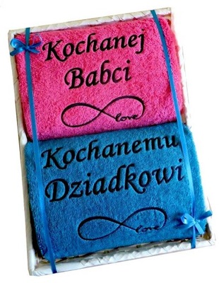 2 ręczniki z HAFTEM prezent DZIEŃ BABCI I DZIADKA