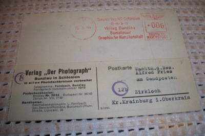 Bunzlau Bolesławiec 1944 Gauverlag NS Schlesien karta pocztowa