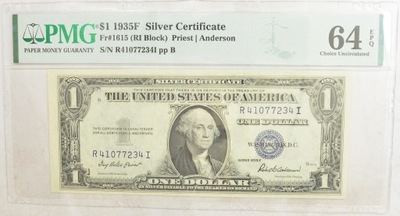 10.hh.USA, 1 Dolar 1935 F Siver Cert., PMG 64