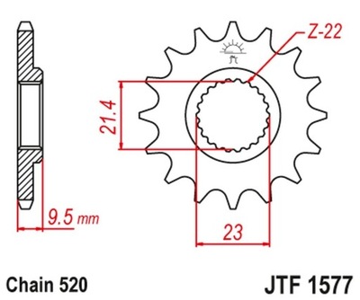 JT ЗУБЧАТКА ПЕРЕДНЯ YAMAHA XT 600 '99-03' TT 600 '