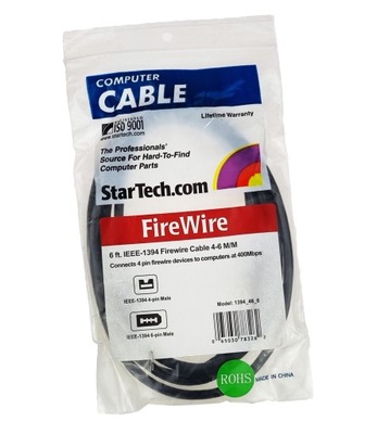 NOWY KABEL FIREWIRE IEEE-1394 6PIN/4PIN 1,8m