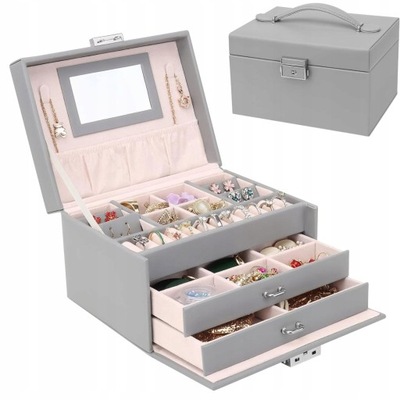 Kuferek na biżuterię, szkatułka, organizer, pudełko z szufladami