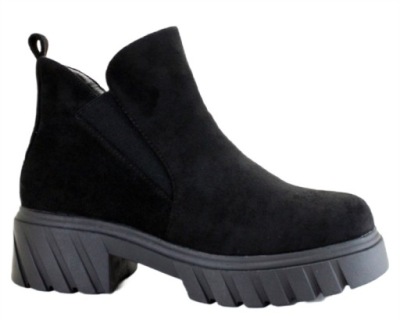 DAMSKIE BOTKI NA PLATFORMIE OBCASIE SZTYBLETY ZAMSZOWE CZARNE H0A 40