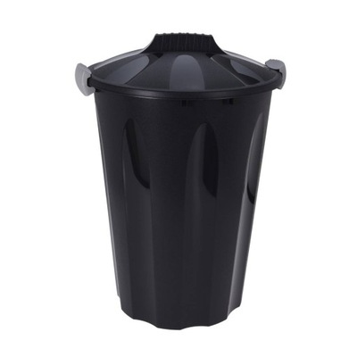 Kosz na śmieci odpady 40l POJEMNIK kubeł okrągły czarny Pokrywa z klipsami