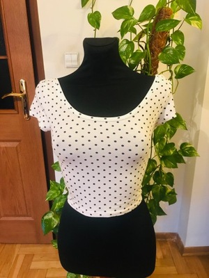 BERSHKA CROP TOP GROSZKI RETRO PINUP LOLITA S 36