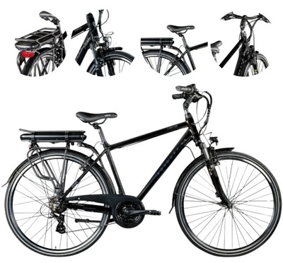 Trekkingowy Rower Elektryczny 28 Aluminiowy Wspomaganie Bagażnik Ebike